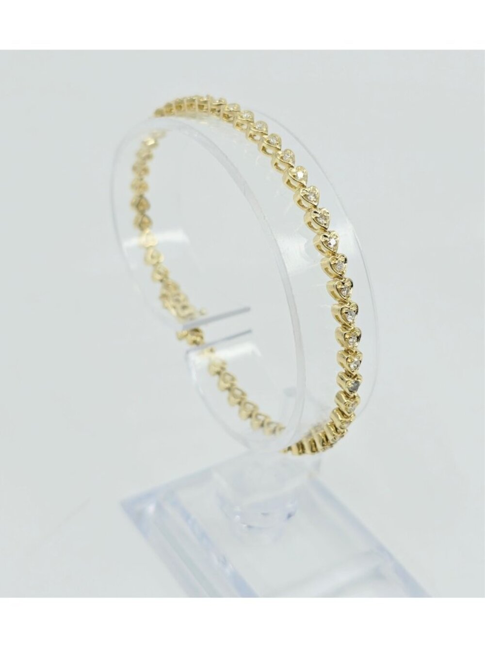 Elegant 14K Karat Solid Yellow Gold Designer Diamond Tennis Link Bracelet 7.25"L
